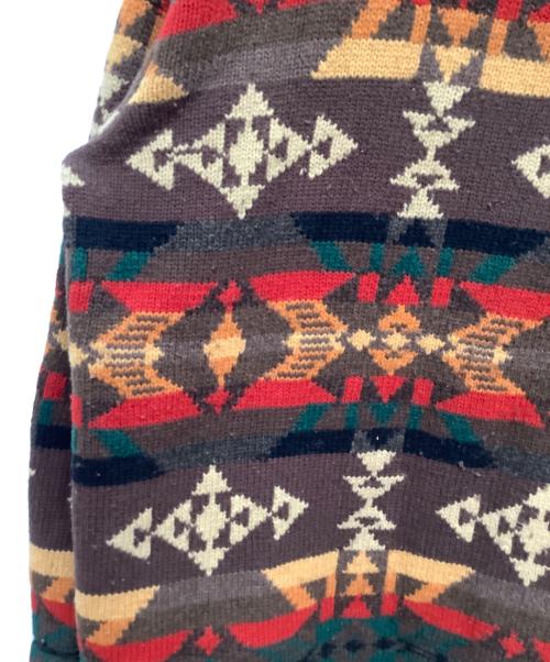 LAUREN RALPH LAUREN（ローレンラルフローレン）LAUREN RALPH LAUREN (ローレンラルフローレン) 厚手カーディガン ブラウン×レッド サイズ:Mの古着・服飾アイテム