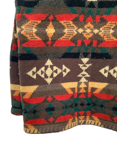 LAUREN RALPH LAUREN（ローレンラルフローレン）LAUREN RALPH LAUREN (ローレンラルフローレン) 厚手カーディガン ブラウン×レッド サイズ:Mの古着・服飾アイテム