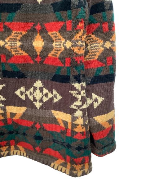 LAUREN RALPH LAUREN（ローレンラルフローレン）LAUREN RALPH LAUREN (ローレンラルフローレン) 厚手カーディガン ブラウン×レッド サイズ:Mの古着・服飾アイテム