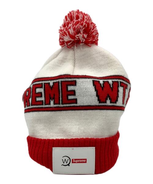SUPREME（シュプリーム）Supreme (シュプリーム) WTAPS (ダブルタップス) ニット帽 レッド×ホワイトの古着・服飾アイテム