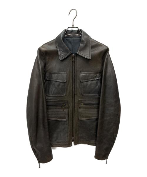 Pledge（プレッジ）PLEDGE (プレッジ) シープスキン レザージャケット ダークブラウン サイズ:48の古着・服飾アイテム