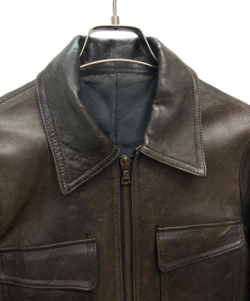Pledge（プレッジ）PLEDGE (プレッジ) シープスキン レザージャケット ダークブラウン サイズ:48の古着・服飾アイテム