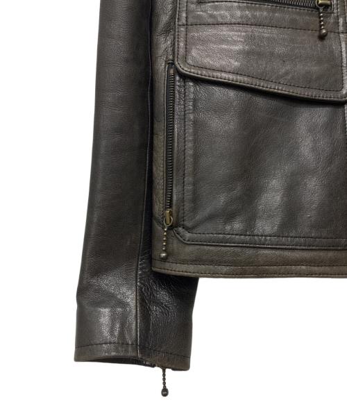 Pledge（プレッジ）PLEDGE (プレッジ) シープスキン レザージャケット ダークブラウン サイズ:48の古着・服飾アイテム