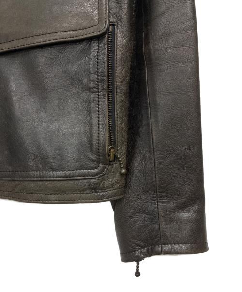 Pledge（プレッジ）PLEDGE (プレッジ) シープスキン レザージャケット ダークブラウン サイズ:48の古着・服飾アイテム