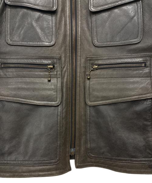 Pledge（プレッジ）PLEDGE (プレッジ) シープスキン レザージャケット ダークブラウン サイズ:48の古着・服飾アイテム