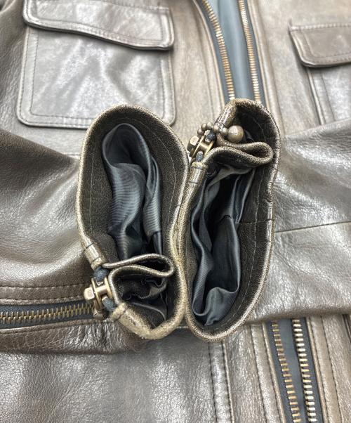 Pledge（プレッジ）PLEDGE (プレッジ) シープスキン レザージャケット ダークブラウン サイズ:48の古着・服飾アイテム