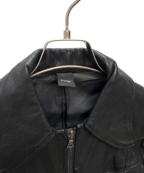 Pledge（プレッジ）PLEDGE (プレッジ) ゴートスキン レザージャケット ブラック サイズ:48の古着・服飾アイテム