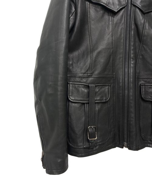 Pledge（プレッジ）PLEDGE (プレッジ) ゴートスキン レザージャケット ブラック サイズ:48の古着・服飾アイテム