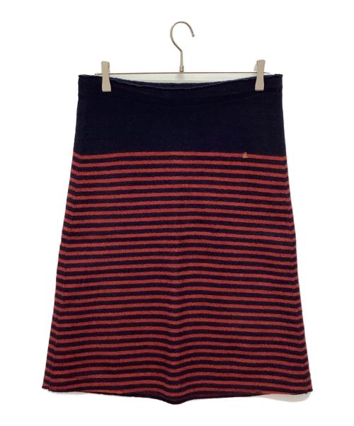 45rpm（45アールピーエム）45rpm (45アールピーエム) 圧縮ウールのスカート レッド×ネイビー サイズ:3の古着・服飾アイテム