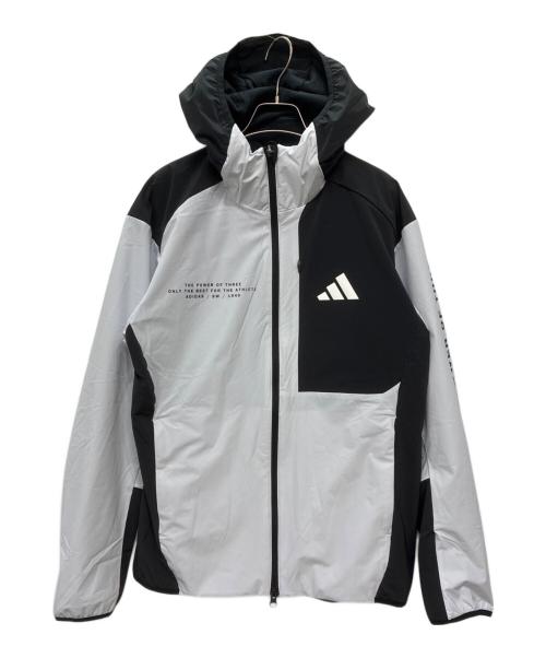 adidas（アディダス）adidas (アディダス) アダプテーション レギュラーフィット ストレッチ ウーブン フード付き フルジップ トラックトップ ブラック×ホワイト サイズ:Lの古着・服飾アイテム