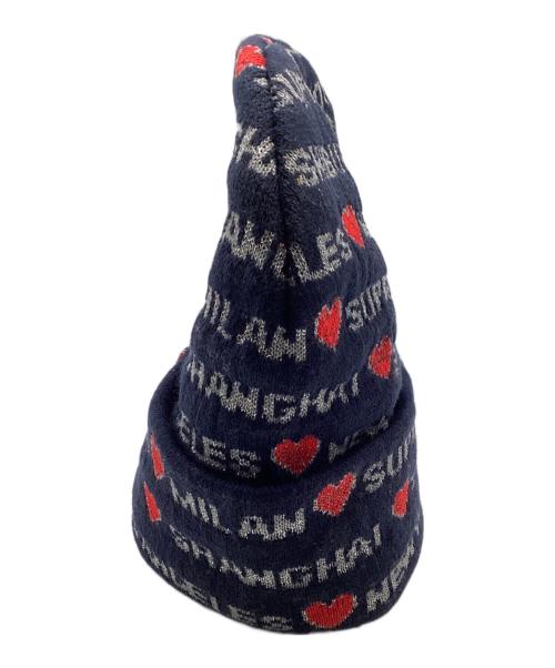 SUPREME（シュプリーム）Supreme (シュプリーム) ニット帽 ネイビー×レッドの古着・服飾アイテム