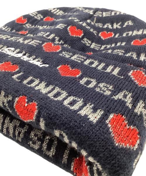 SUPREME（シュプリーム）Supreme (シュプリーム) ニット帽 ネイビー×レッドの古着・服飾アイテム