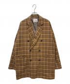 Discoatディスコート）の古着「チェックWブレストジャコット」｜ブラウン