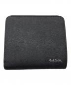 PAUL SMITHポールスミス）の古着「ブライトストライププラー コンパクトウォレット」｜ブラック