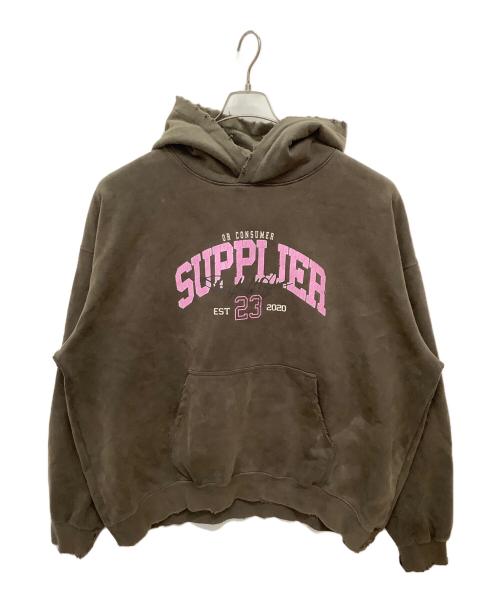 SUPPLIER（サプライヤー）SUPPLIER (サプライヤー) プルオーバーパーカー ブラウン×ピンク サイズ:XLの古着・服飾アイテム