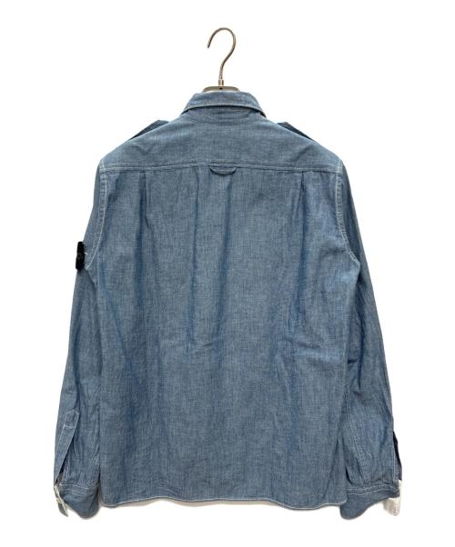 STONE ISLAND（ストーンアイランド）STONE ISLAND (ストーンアイランド) ウォッシュドコットン デニムシャツ ブルー サイズ:Sの古着・服飾アイテム
