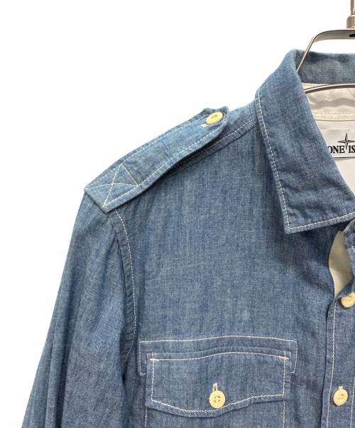 STONE ISLAND（ストーンアイランド）STONE ISLAND (ストーンアイランド) ウォッシュドコットン デニムシャツ ブルー サイズ:Sの古着・服飾アイテム