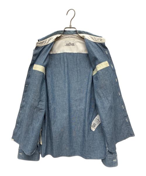 STONE ISLAND（ストーンアイランド）STONE ISLAND (ストーンアイランド) ウォッシュドコットン デニムシャツ ブルー サイズ:Sの古着・服飾アイテム
