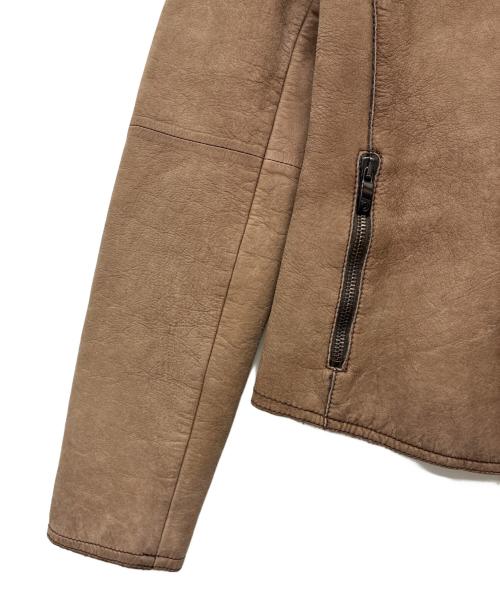 ARMANI JEANS（アルマーニジーンズ）ARMANI JEANS (アルマーニジーンズ) ゴートレザー ライダースジャケット ブラウン サイズ:EU40の古着・服飾アイテム