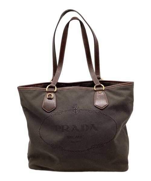 PRADA（プラダ）PRADA (プラダ) キャンバストートバッグ ブラウンの古着・服飾アイテム