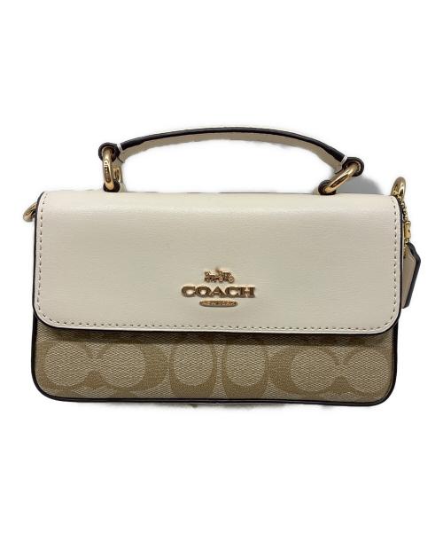 COACH（コーチ）COACH (コーチ) ミニ ジョージー トップ ハンドル クロスボディ・ブロックド アイボリー×ベージュの古着・服飾アイテム