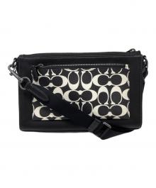 COACH（コーチ）の古着「ホールデン クロスボディ シグネチャー・キャンバス」｜ブラック×ホワイト