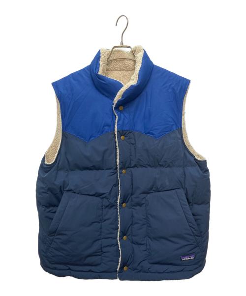 Patagonia（パタゴニア）Patagonia (パタゴニア) リバーシブル ビビー ダウンベスト ブルー×ベージュ サイズ:不明の古着・服飾アイテム