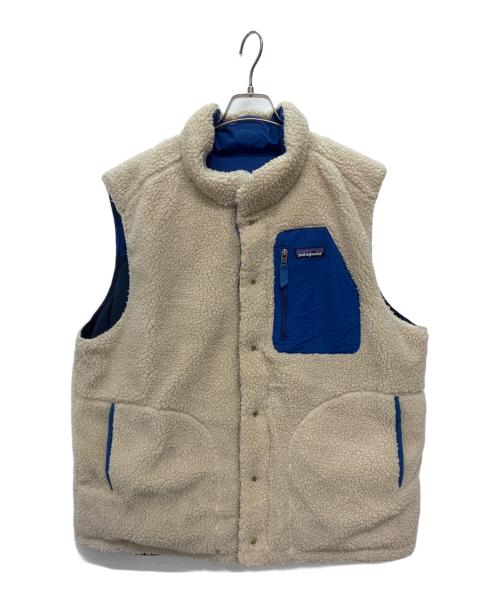 Patagonia（パタゴニア）Patagonia (パタゴニア) リバーシブル ビビー ダウンベスト ブルー×ベージュ サイズ:不明の古着・服飾アイテム