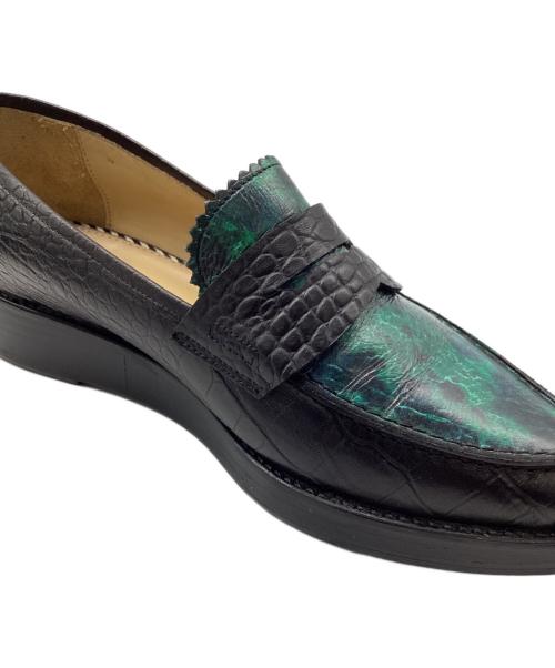 TOGA PULLA（トーガ プルラ）TOGA PULLA (トーガ プルラ) 厚底ローファー ブラック×グリーン サイズ:23.5の古着・服飾アイテム