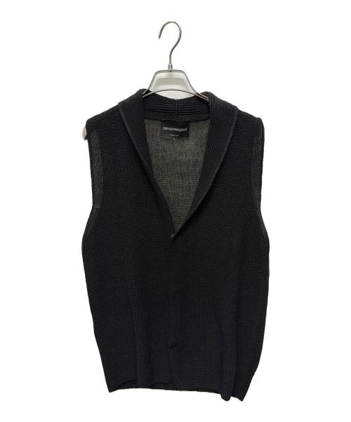 EMPORIO ARMANI（エンポリオアルマーニ）EMPORIO ARMANI (エンポリオアルマーニ) ニットベスト ブラック サイズ:48の古着・服飾アイテム