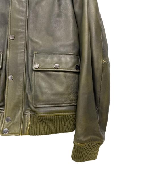DIESEL Black Gold（ディーゼル ブラック ゴールド）DIESEL BLACK GOLD (ディーゼル ブラック ゴールド) ラムレザージャケット オリーブ サイズ:SIZE 50の古着・服飾アイテム