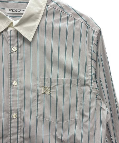 BEAUTY&YOUTH（ビューティーアンドユース）BEAUTY&YOUTH (ビューティーアンドユース) 長袖シャツ　コットンストライプ クレリック シャツ ブルー×ホワイト サイズ:F 未使用品の古着・服飾アイテム