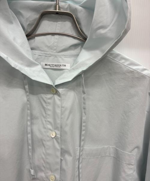 BEAUTY&YOUTH（ビューティーアンドユース）BEAUTY&YOUTH (ビューティーアンドユース) 長袖シャツ　フード ボリュームシャツ ブルー サイズ:S 未使用品の古着・服飾アイテム