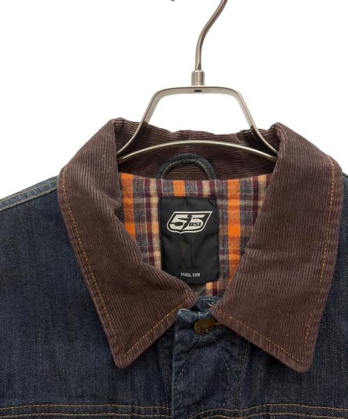55DSL（フィフテーファイブディーエスエル）55DSL (フィフテーファイブディーエスエル) デニムジャケット ブルー×ブラウン サイズ:XLの古着・服飾アイテム