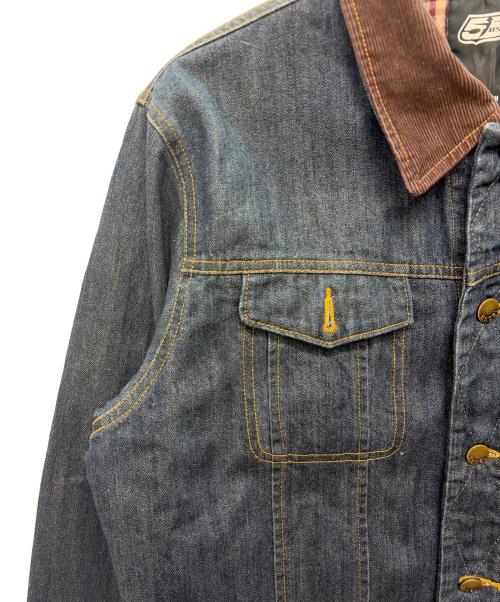55DSL（フィフテーファイブディーエスエル）55DSL (フィフテーファイブディーエスエル) デニムジャケット ブルー×ブラウン サイズ:XLの古着・服飾アイテム