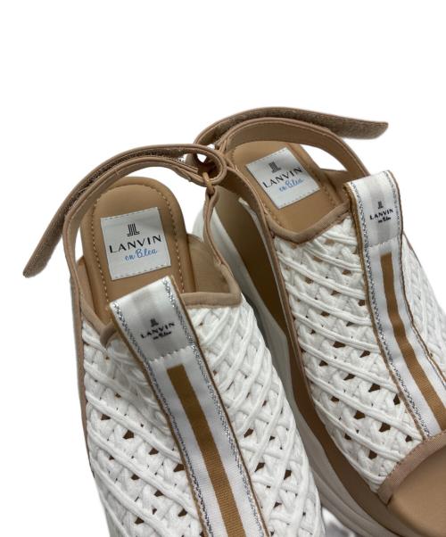 LANVIN en Bleu（ランバンオンブルー）LANVIN en Bleu (ランバンオンブルー) 厚底メッシュサンダル ホワイト×ブラウン サイズ:Mの古着・服飾アイテム