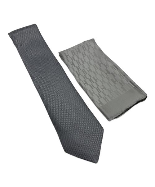 HERMES（エルメス）HERMES (エルメス) シルクネクタイ＆シルクハンカチ グレー サイズ:FREE 未使用品の古着・服飾アイテム