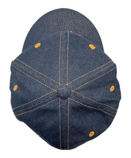 stussy（ステューシー）stussy (ステューシー) デニムロゴキャップ インディゴ×オレンジ サイズ:S-Mの古着・服飾アイテム