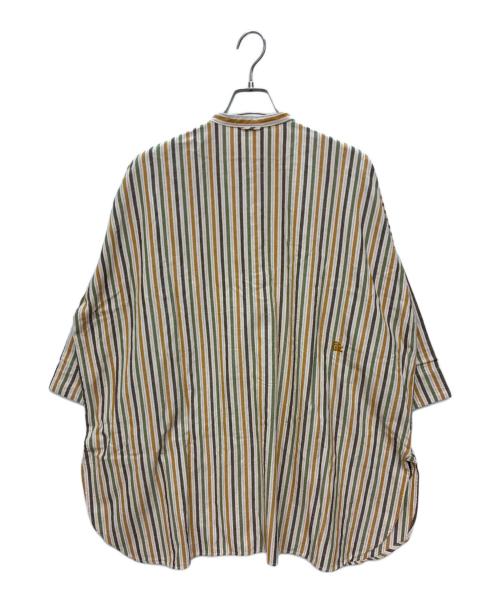 45rpm（45アールピーエム）45rpm (45アールピーエム) プルオーバーシャツ フリル チュニック オレンジ×グリーン サイズ:不明の古着・服飾アイテム