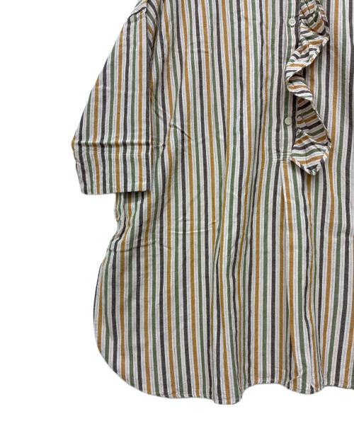 45rpm（45アールピーエム）45rpm (45アールピーエム) プルオーバーシャツ フリル チュニック オレンジ×グリーン サイズ:不明の古着・服飾アイテム