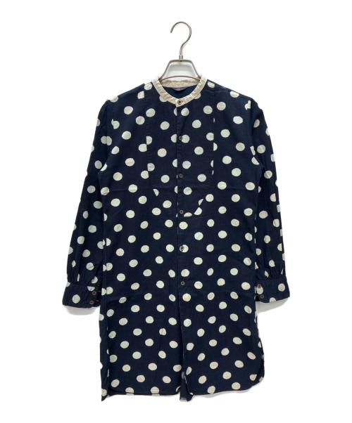 45rpm（45アールピーエム）45rpm (45アールピーエム) インディゴ ドット柄 シャツワンピース インディゴ×ホワイト サイズ:SIZE 2の古着・服飾アイテム