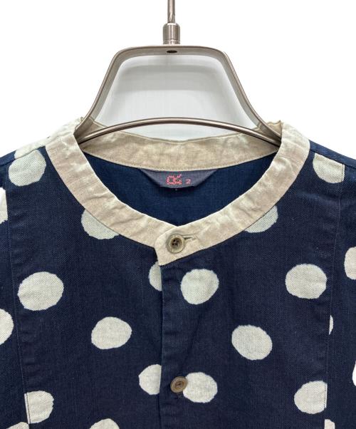 45rpm（45アールピーエム）45rpm (45アールピーエム) インディゴ ドット柄 シャツワンピース インディゴ×ホワイト サイズ:SIZE 2の古着・服飾アイテム