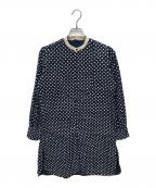 45rpm45アールピーエム）の古着「インディゴ ドット柄 シャツワンピース」｜インディゴ×ホワイト