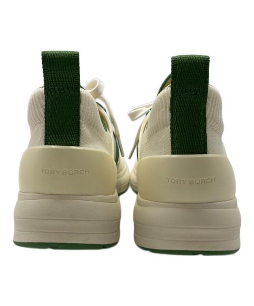 TORY BURCH（トリーバーチ）TORY BURCH (トリーバーチ) T ソック ランナー スニーカー ホワイト×グリーン サイズ:8Mの古着・服飾アイテム
