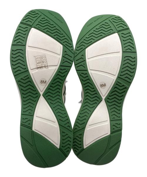 TORY BURCH（トリーバーチ）TORY BURCH (トリーバーチ) T ソック ランナー スニーカー ホワイト×グリーン サイズ:8Mの古着・服飾アイテム