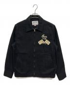 HOUSTONヒューストン）の古着「EMB HARRINGTON JACKET」｜ブラック