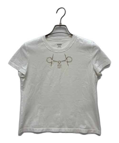 HERMES（エルメス）HERMES (エルメス) カルトゥッシュ モール グリ・ニュアージュ / 半袖Tシャツ ホワイト サイズ:38の古着・服飾アイテム
