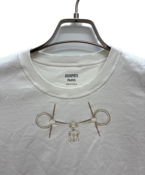 HERMES（エルメス）HERMES (エルメス) カルトゥッシュ モール グリ・ニュアージュ / 半袖Tシャツ ホワイト サイズ:38の古着・服飾アイテム