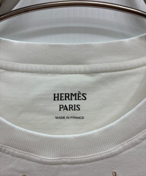 HERMES（エルメス）HERMES (エルメス) カルトゥッシュ モール グリ・ニュアージュ / 半袖Tシャツ ホワイト サイズ:38の古着・服飾アイテム