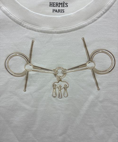 HERMES（エルメス）HERMES (エルメス) カルトゥッシュ モール グリ・ニュアージュ / 半袖Tシャツ ホワイト サイズ:38の古着・服飾アイテム